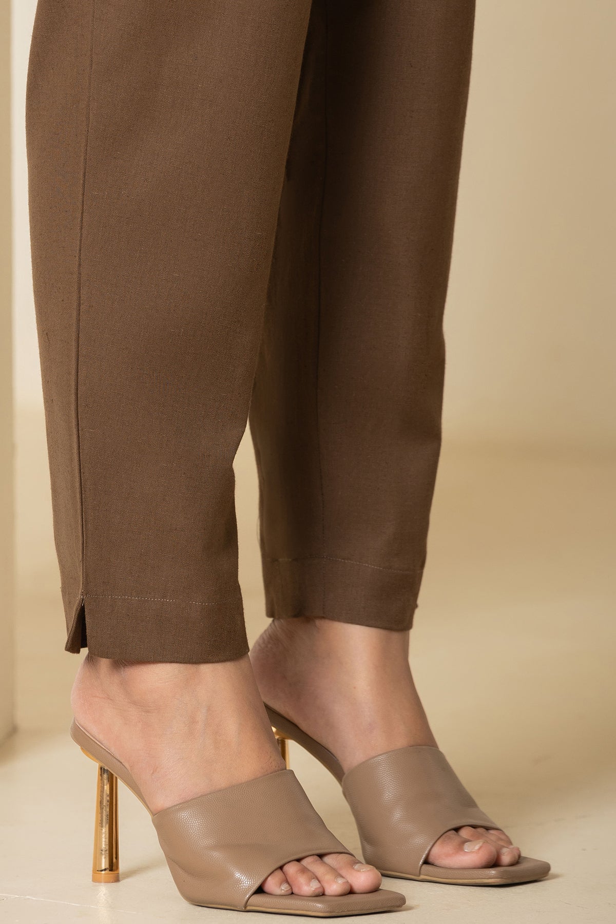 Dark Brown Airy Linen Pants