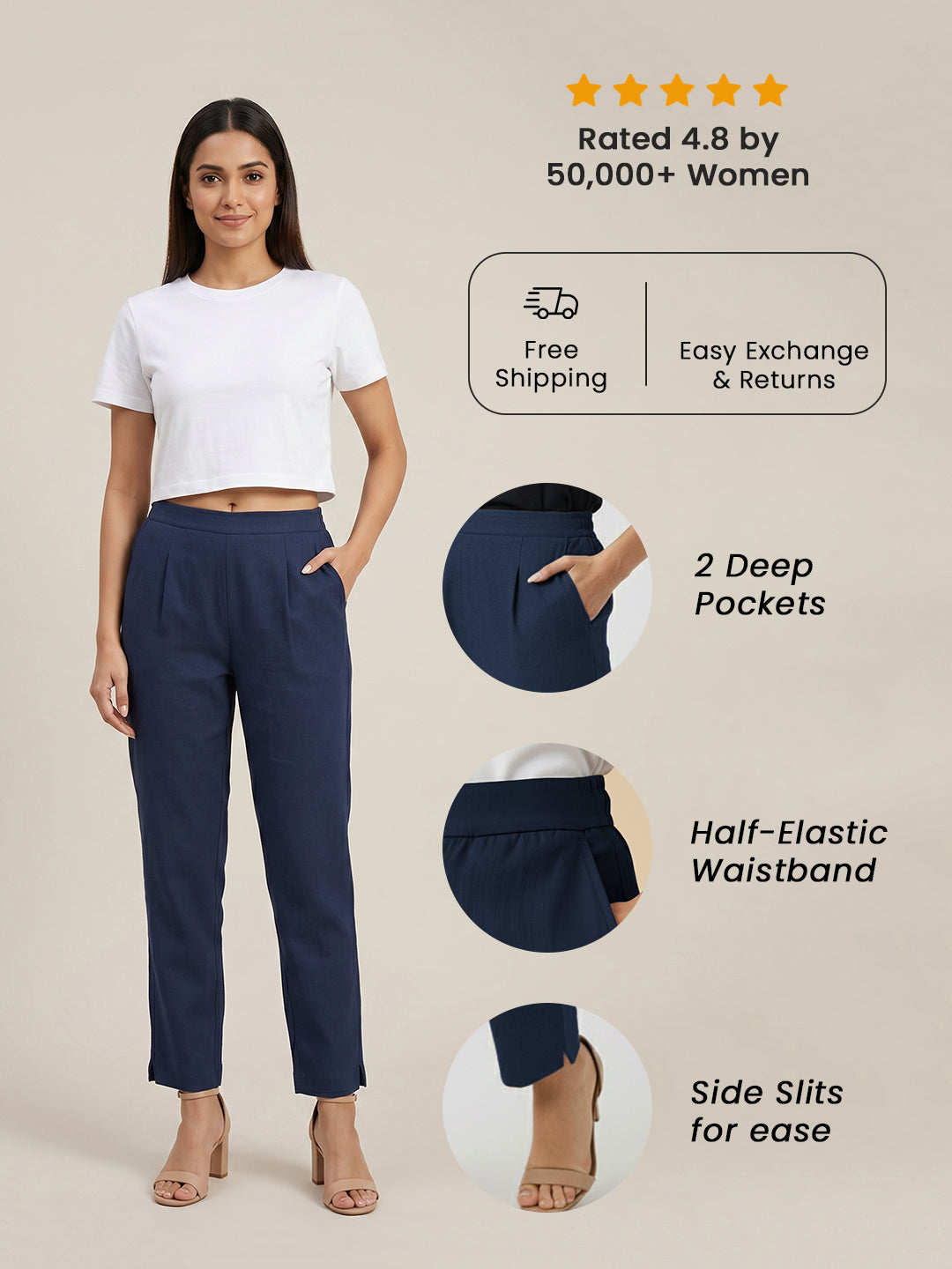 Dark Blue Airy Linen Pants