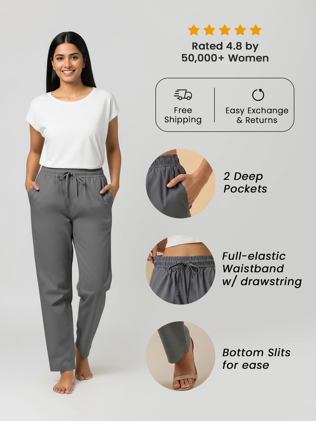 Dark Grey Everyday Cotton Pants