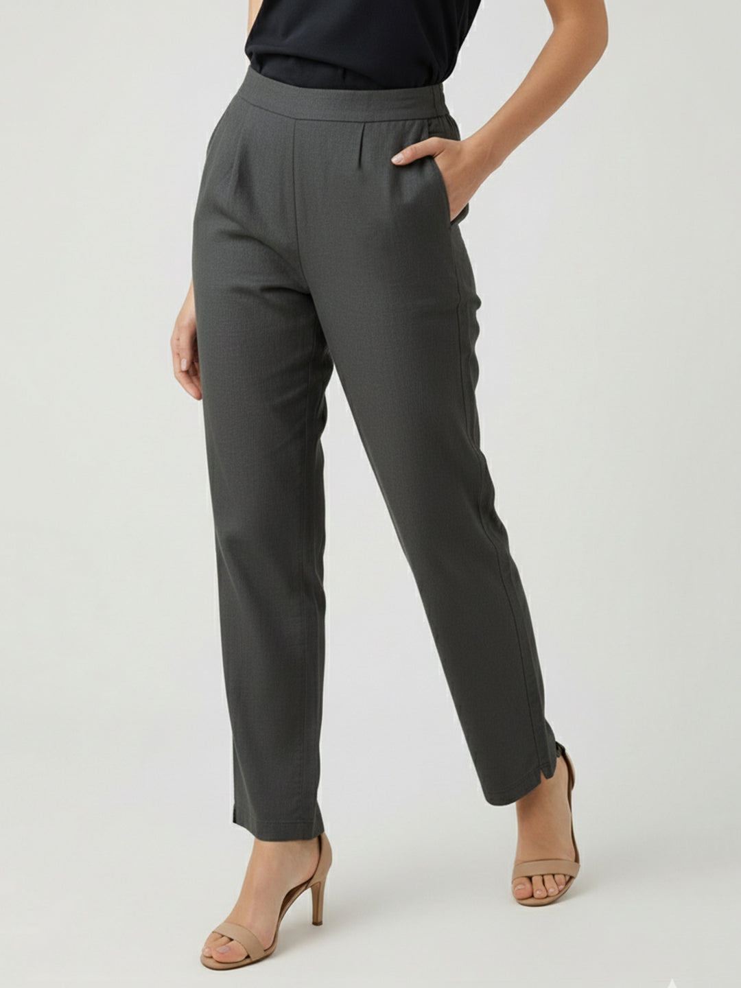 Cement Grey Airy Linen Pants