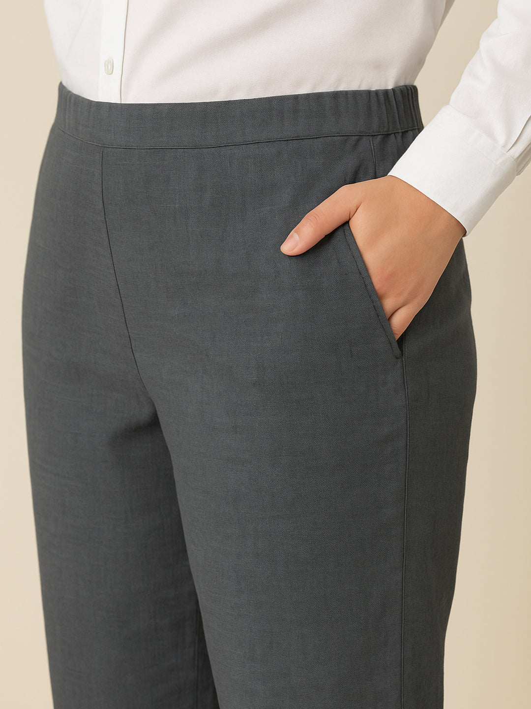 Cement Grey Airy Linen Pants