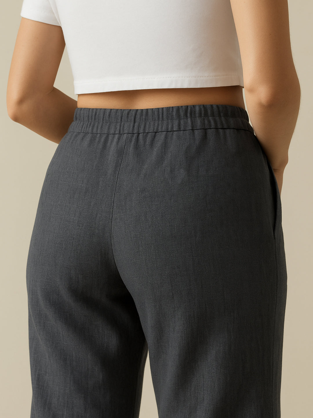 Cement Grey Airy Linen Pants