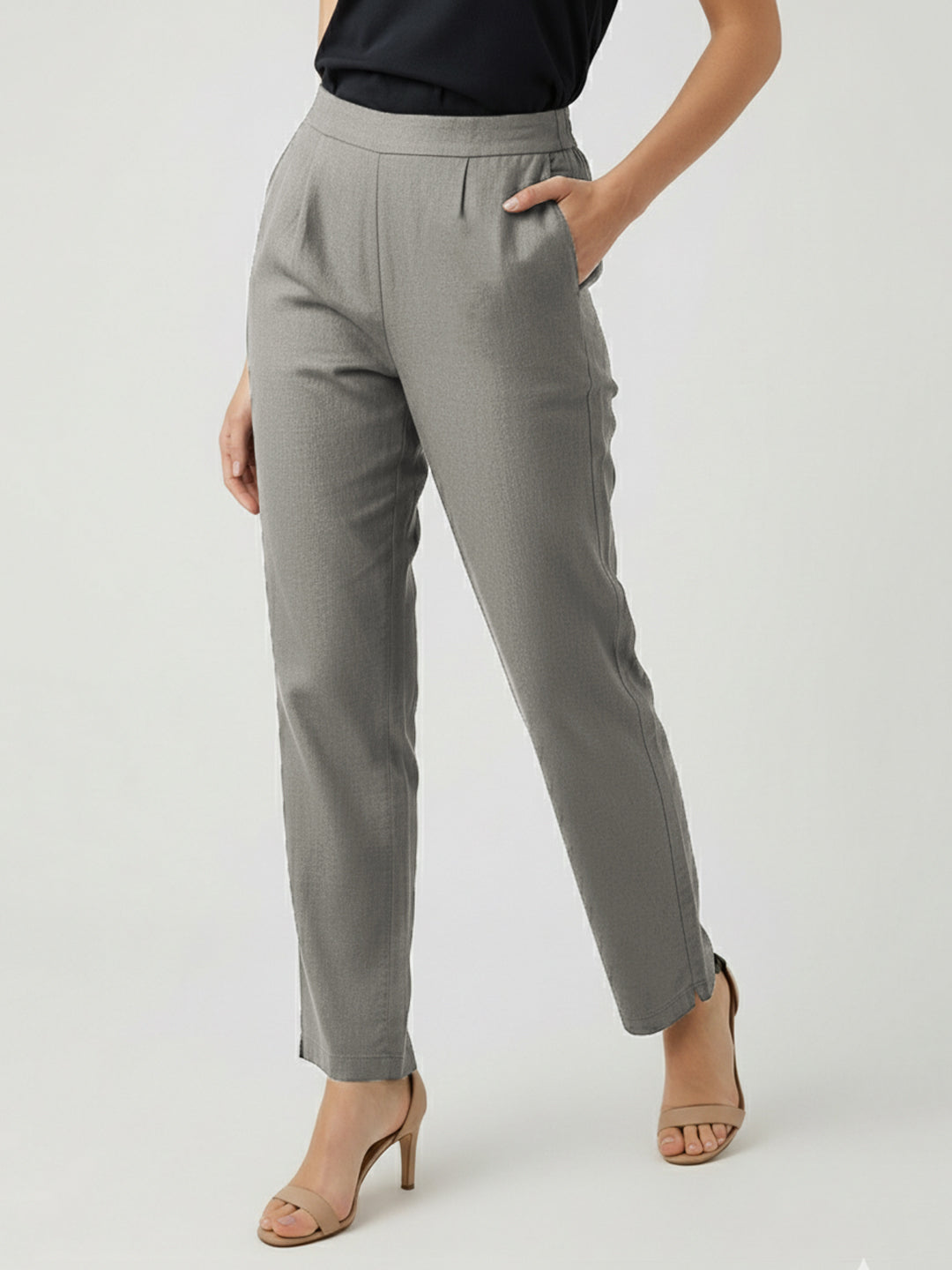 Grey Airy Linen Pants