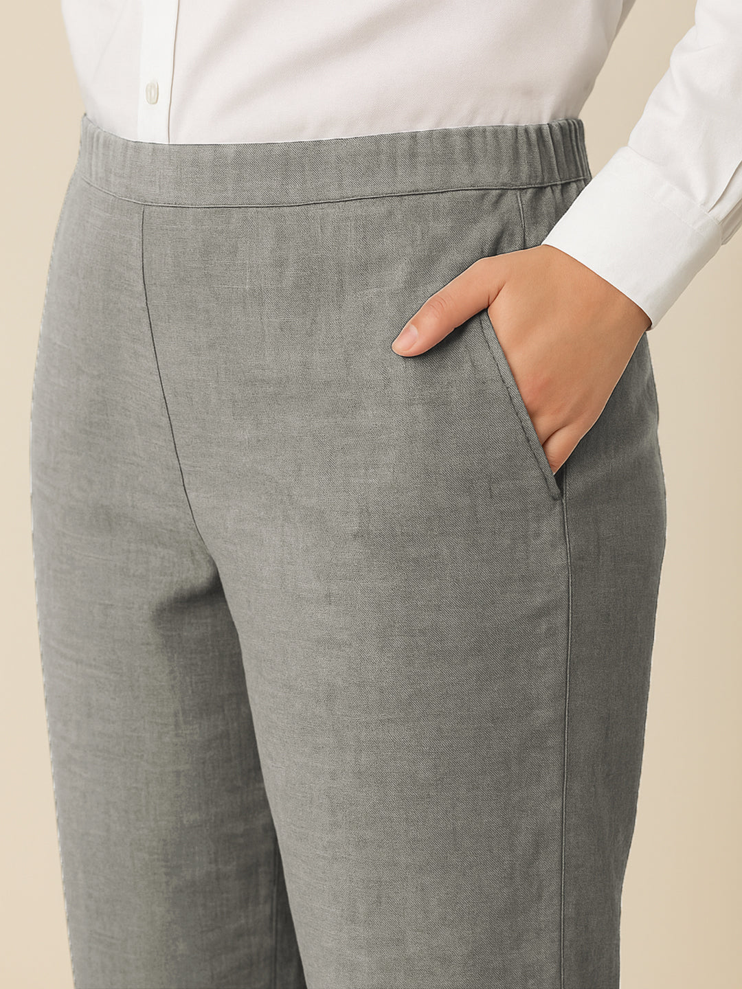 Grey Airy Linen Pants