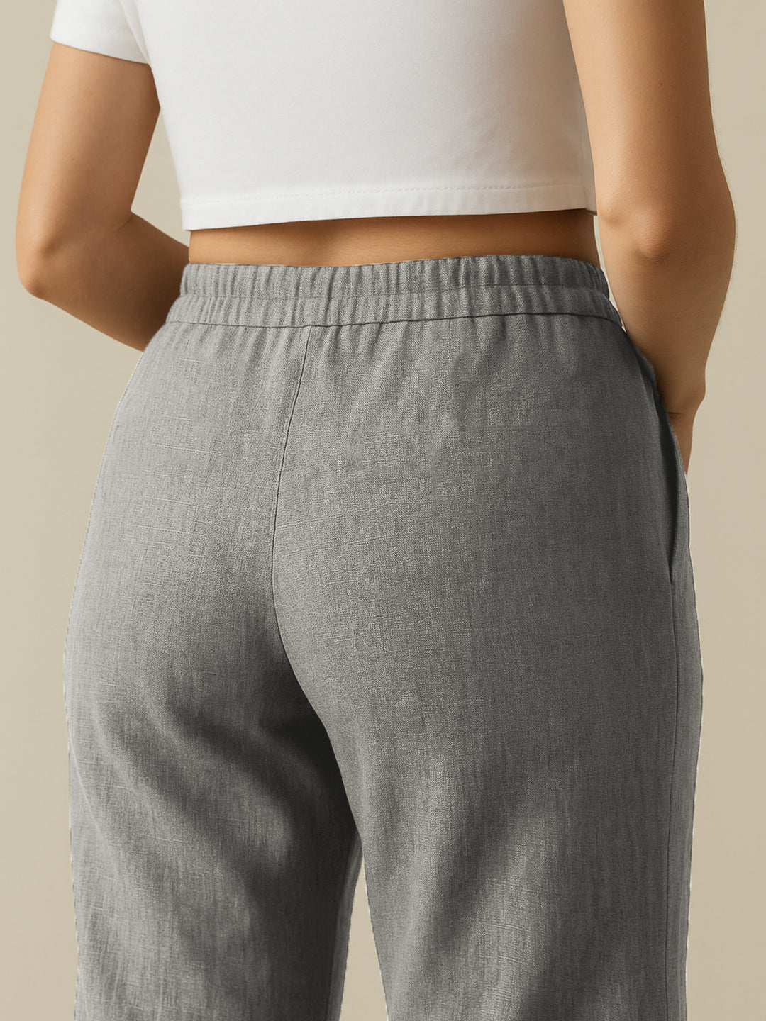Grey Airy Linen Pants