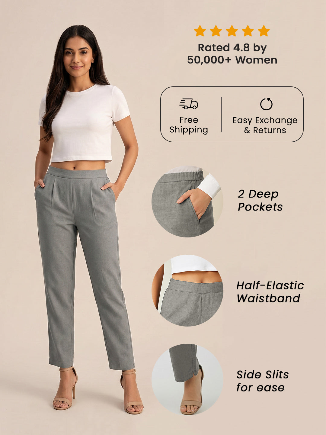 Grey Airy Linen Pants