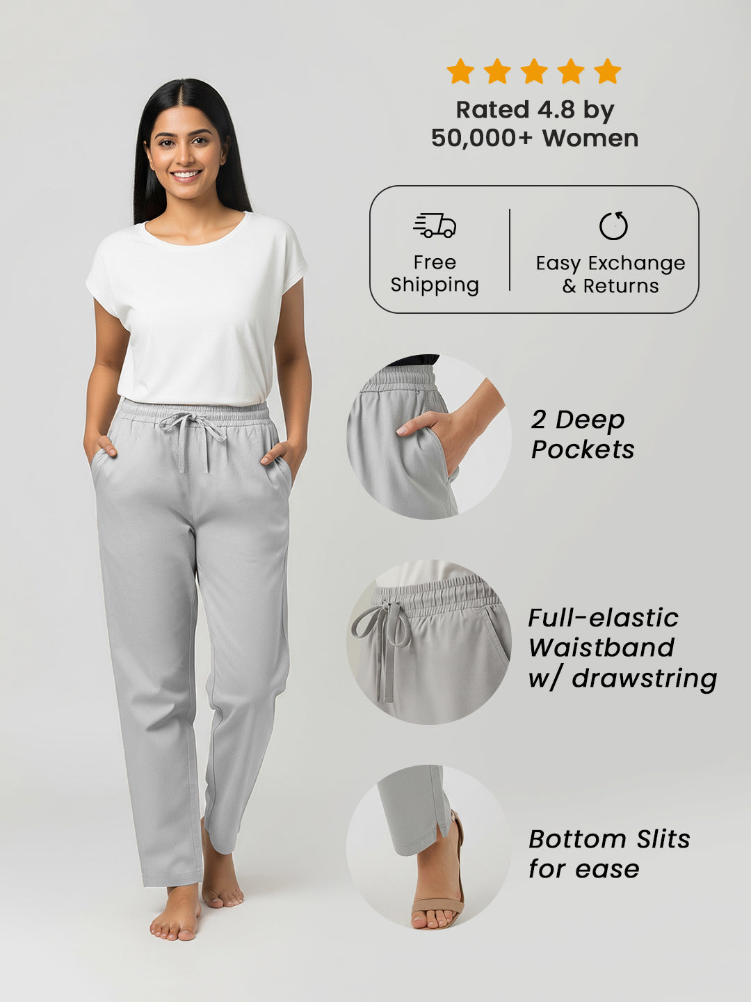 Grey Everyday Cotton Pants