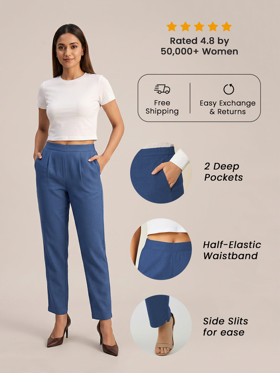Ink Blue Airy Linen Pants