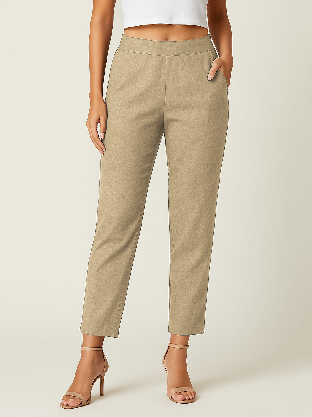 Beige Airy Linen Pants