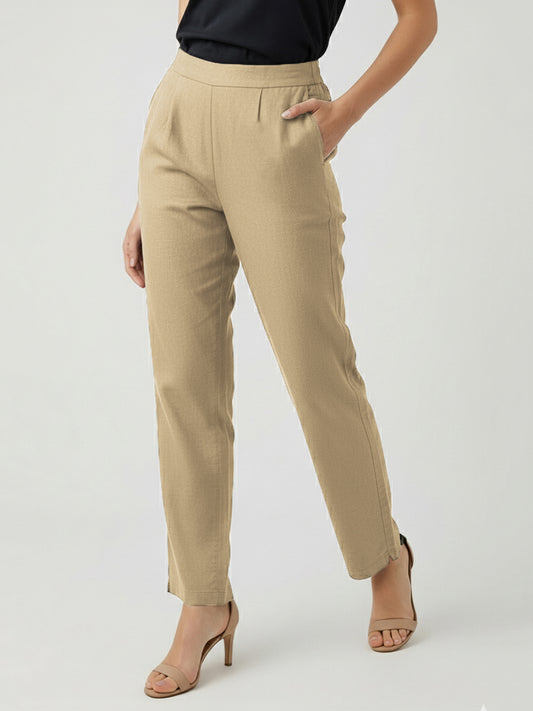 Beige Airy Linen Pants