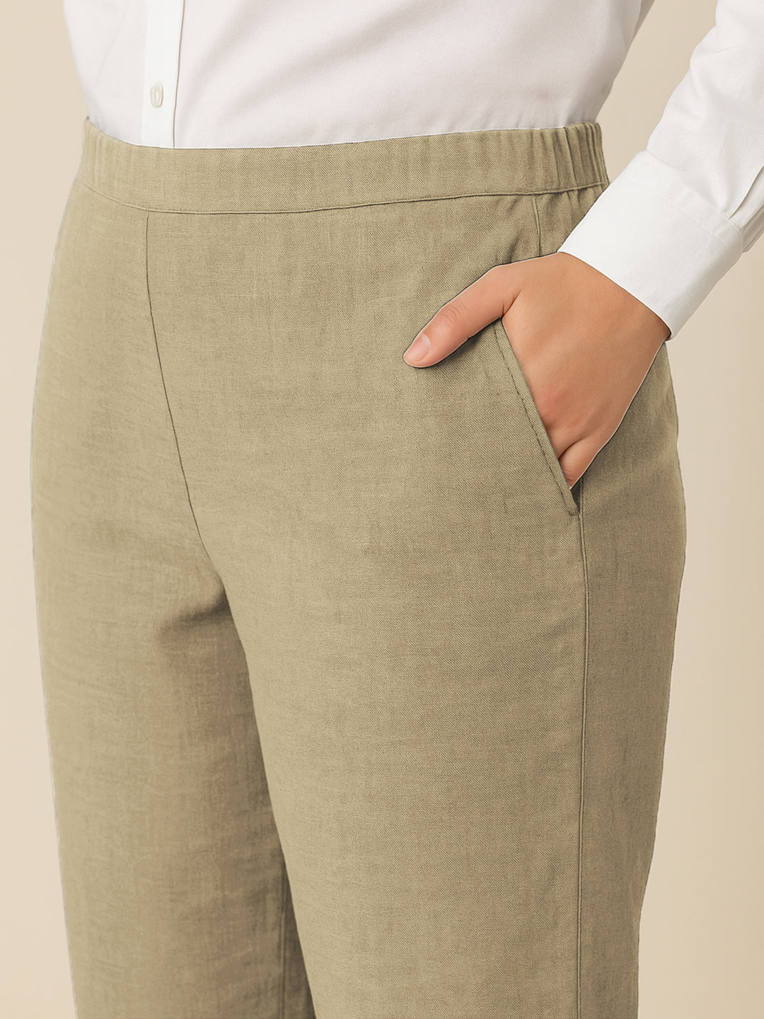 Beige Airy Linen Pants