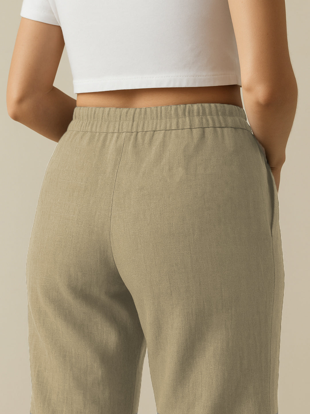 Beige Airy Linen Pants