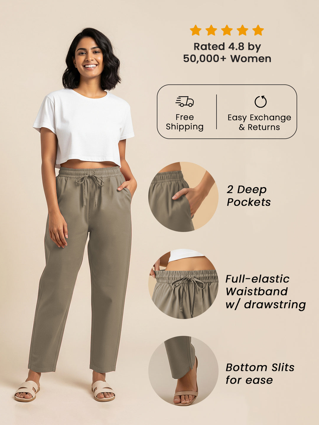 Light Brown Everyday Cotton Pants