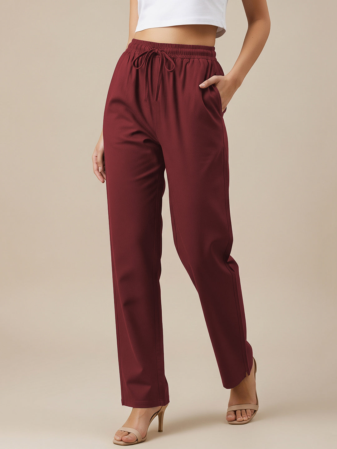 Maroon Everyday Cotton Pants