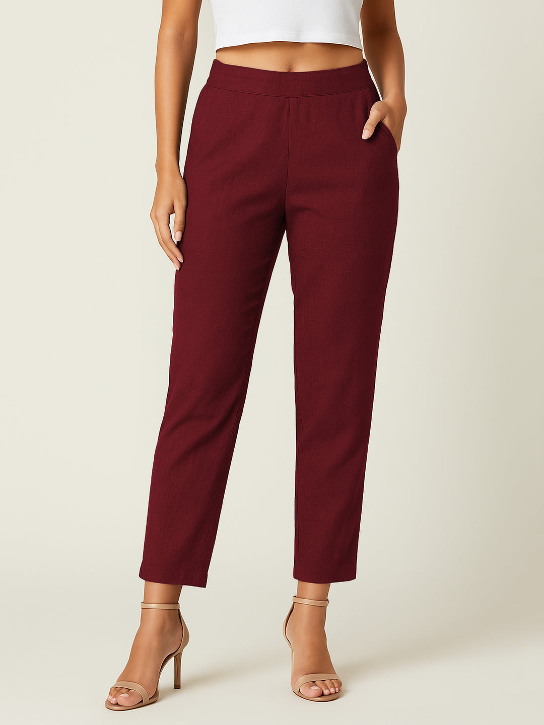 Maroon Airy Linen Pants