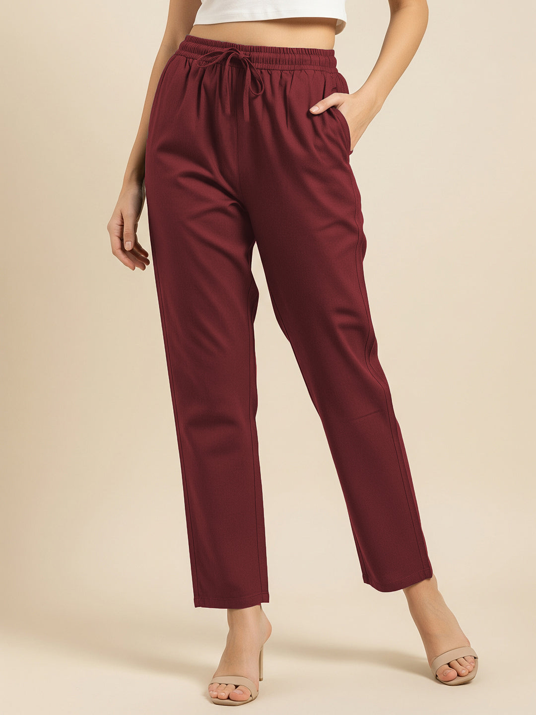 Maroon Everyday Cotton Pants