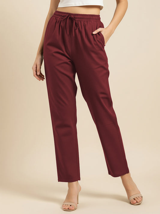 Maroon Everyday Cotton Pants