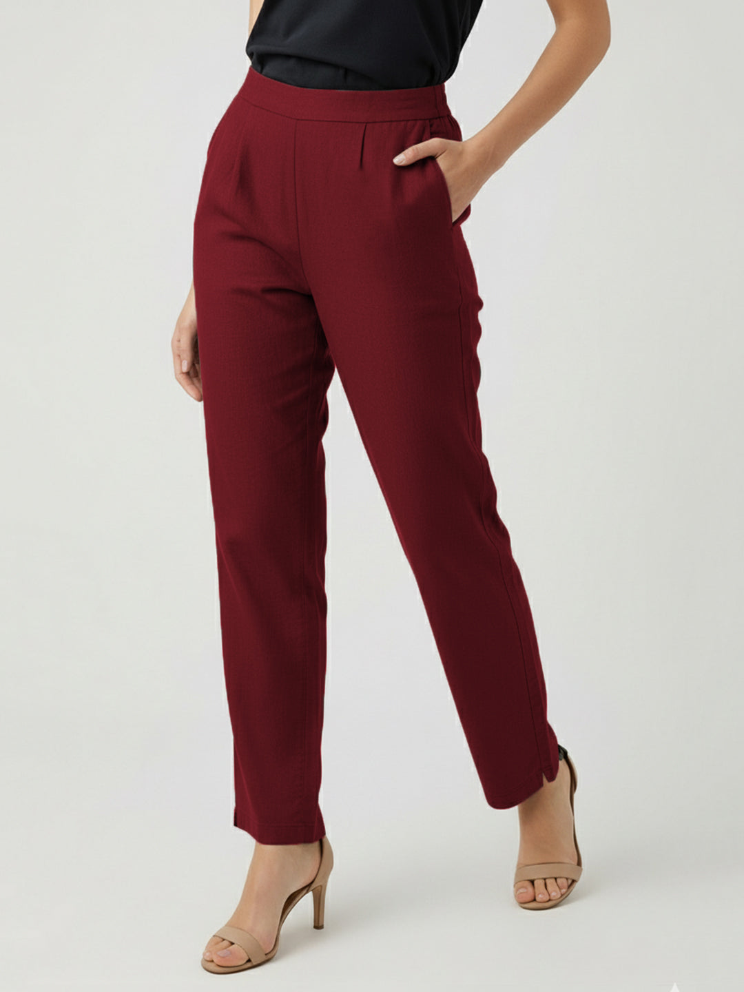 Maroon Airy Linen Pants