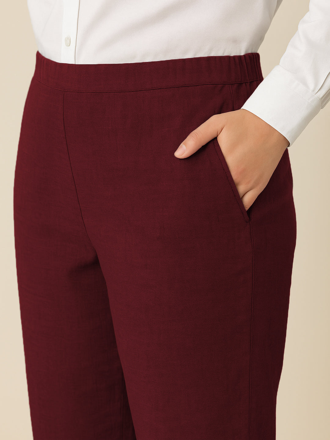 Maroon Airy Linen Pants