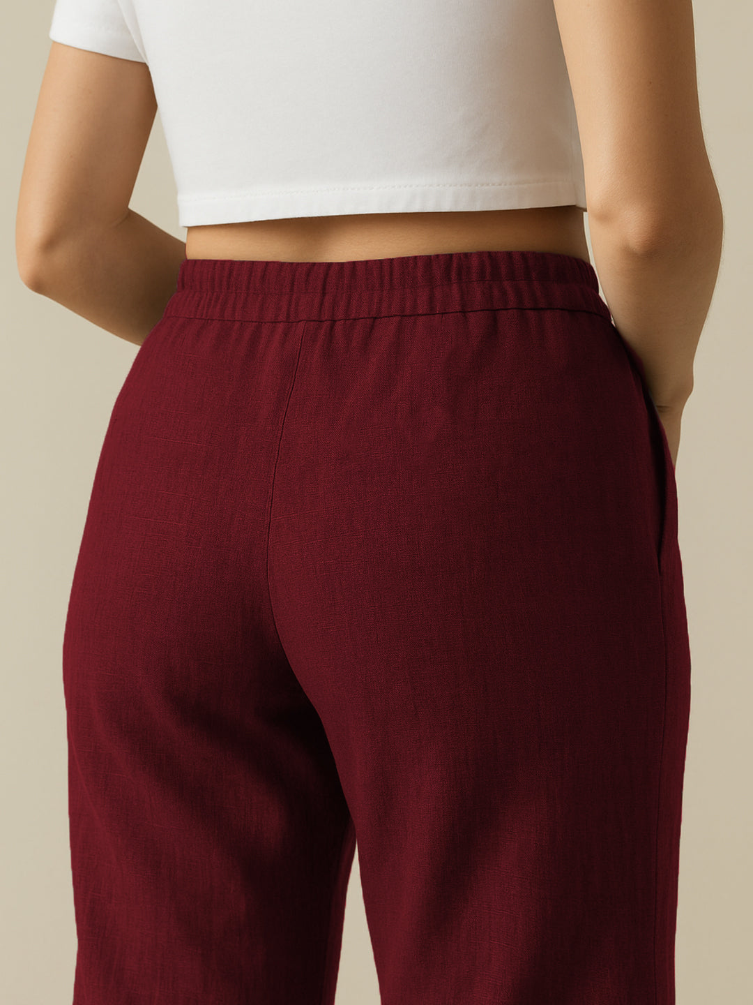 Maroon Airy Linen Pants