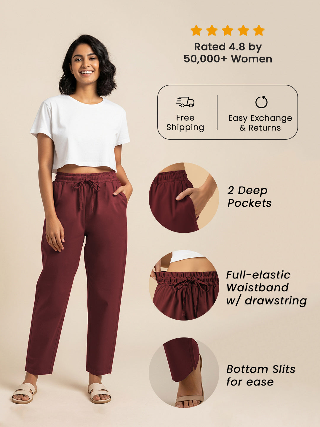 Maroon Everyday Cotton Pants