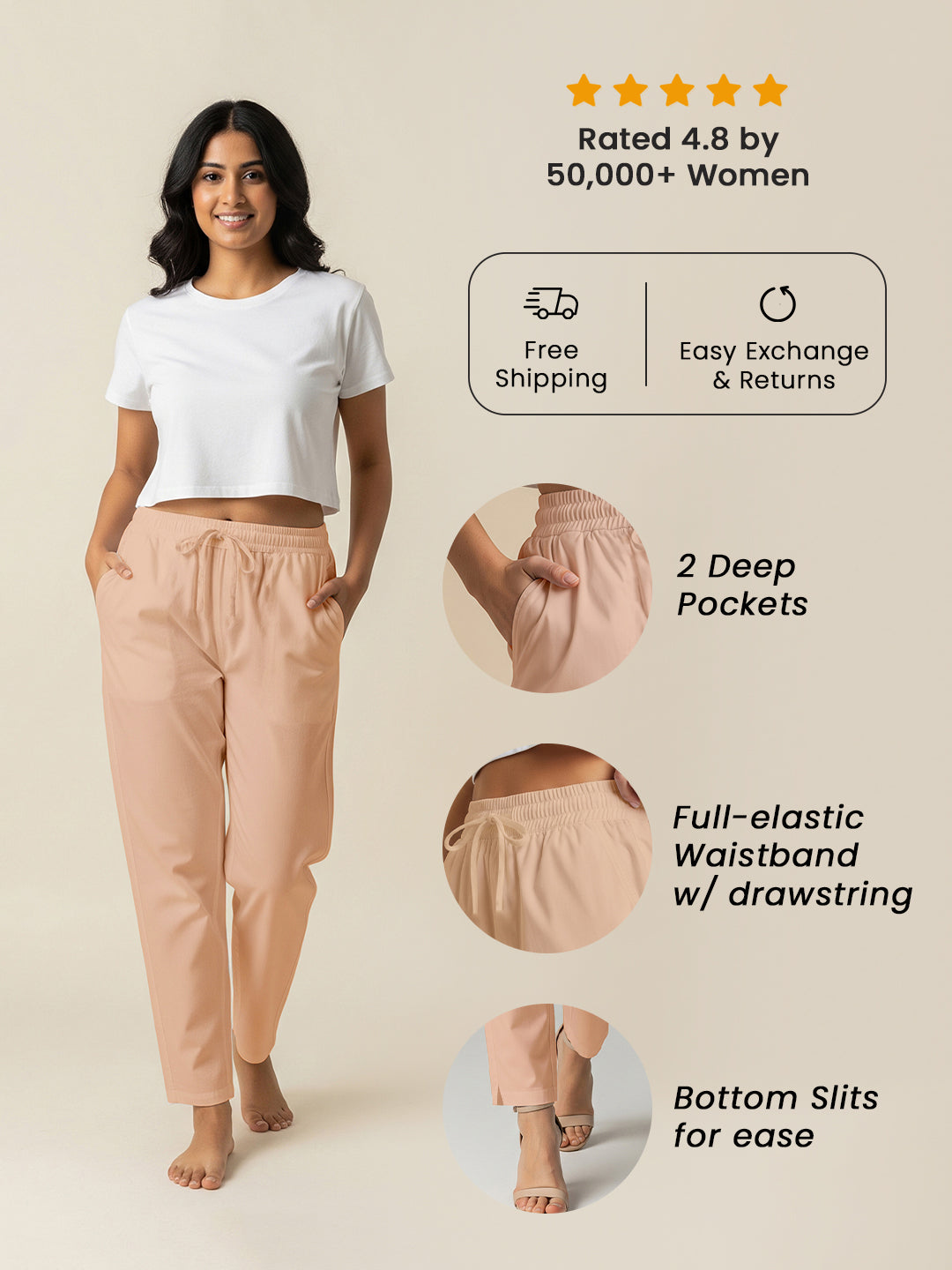 Peach Everyday Cotton Pants