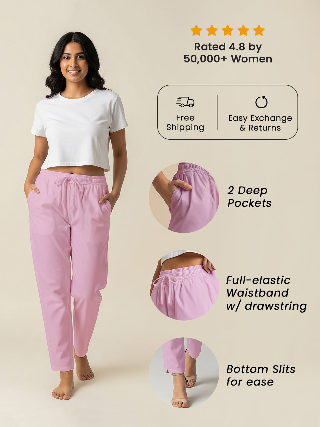 Pink Everyday Cotton Pants