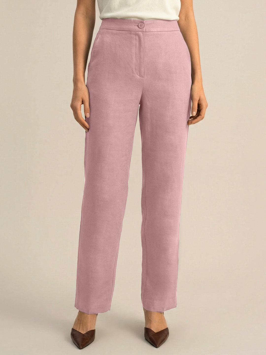 Rose Taupe Formal Airy Linen Pants