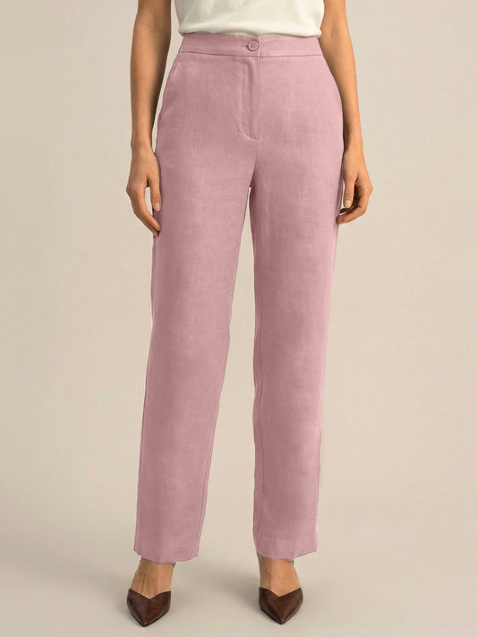 Rose Taupe Formal Airy Linen Pants