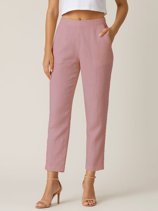 Rose Pink Airy Linen Pants