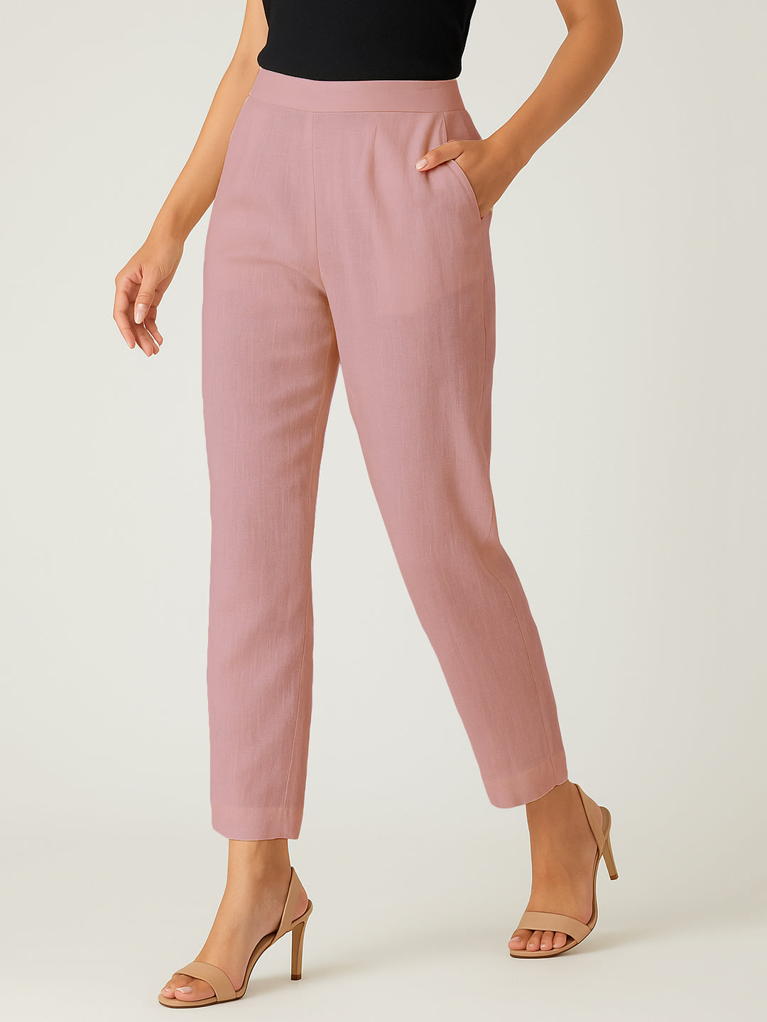 Rose Pink Airy Linen Pants