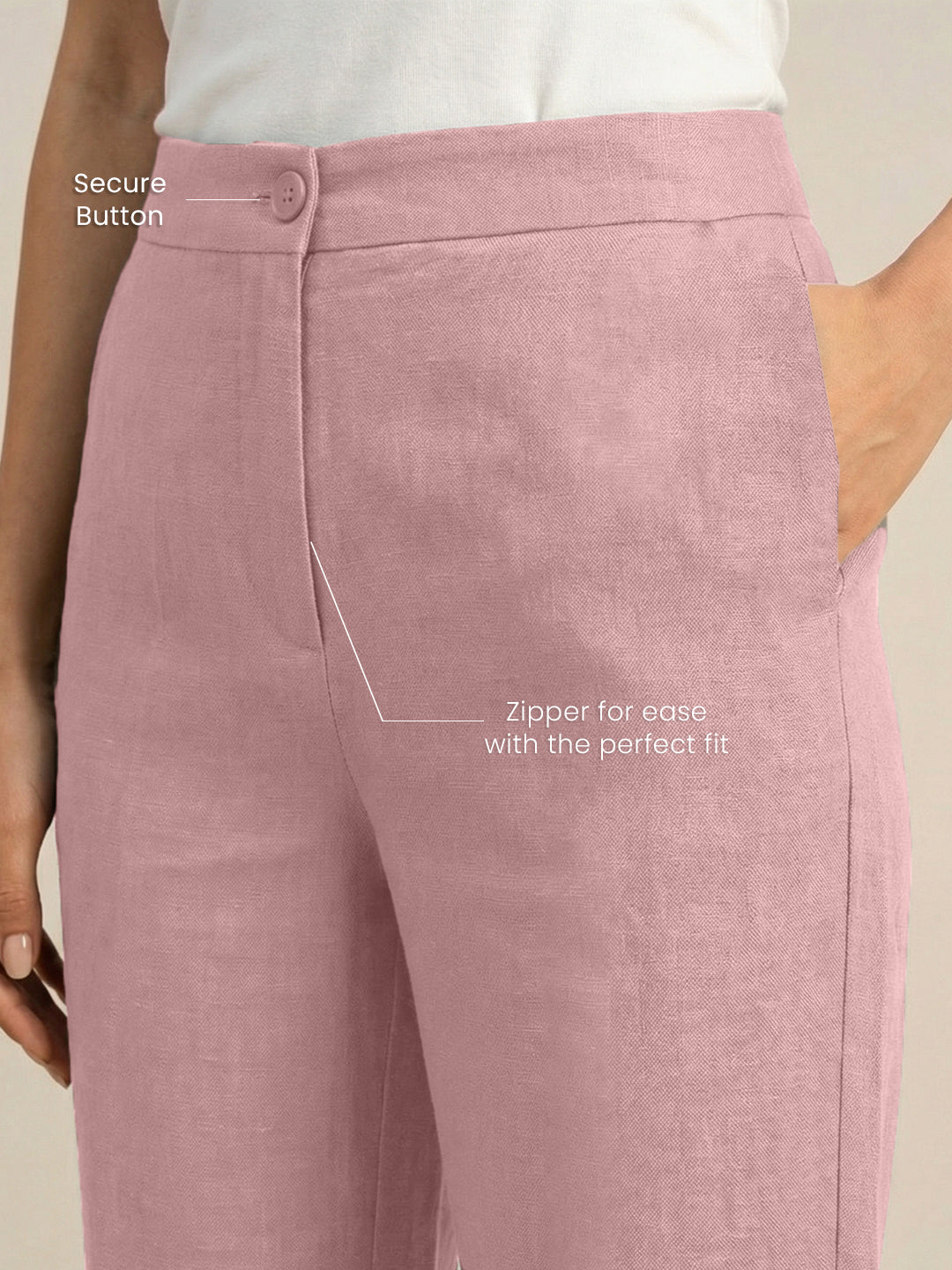 Rose Taupe Formal Airy Linen Pants