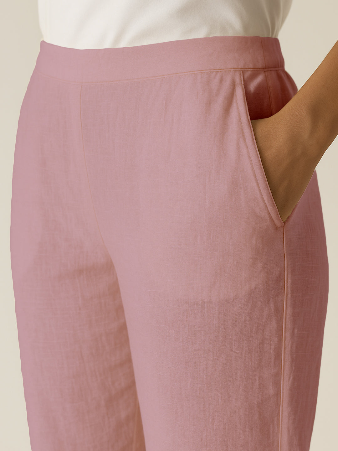 Rose Pink Airy Linen Pants