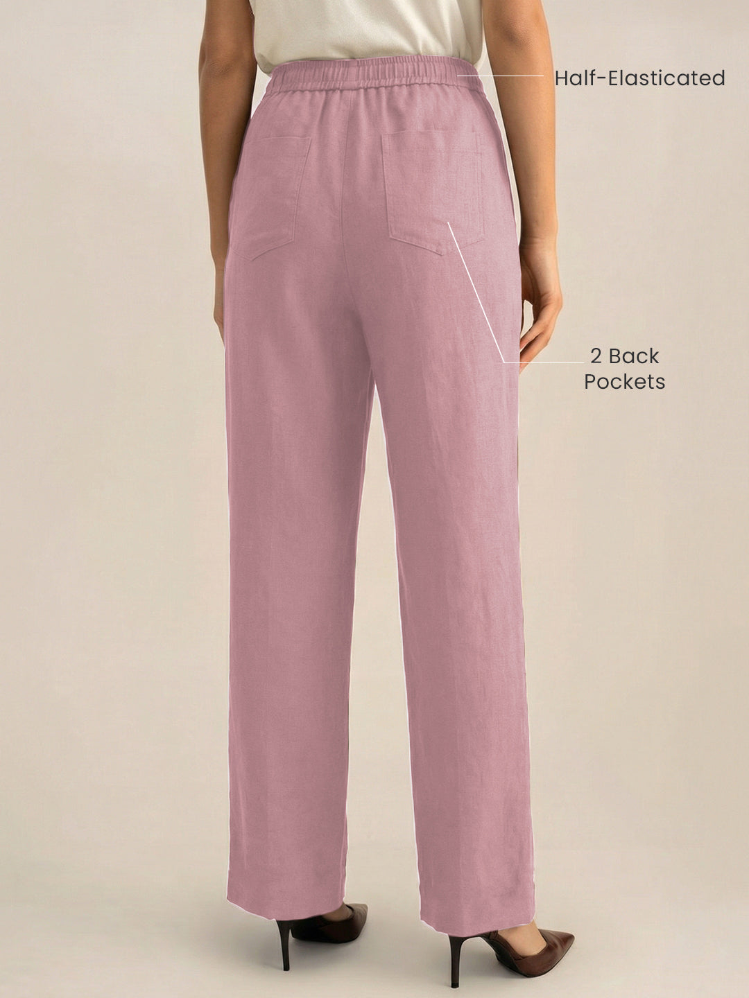 Rose Taupe Formal Airy Linen Pants