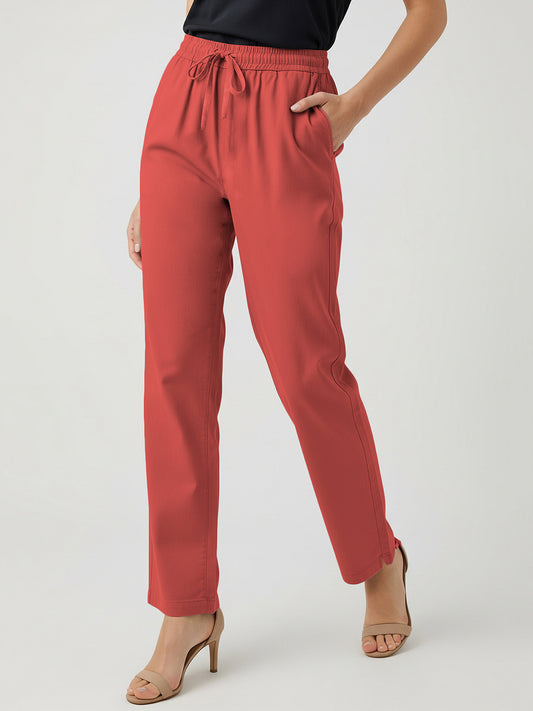 Tomato Red Everyday Cotton Pants