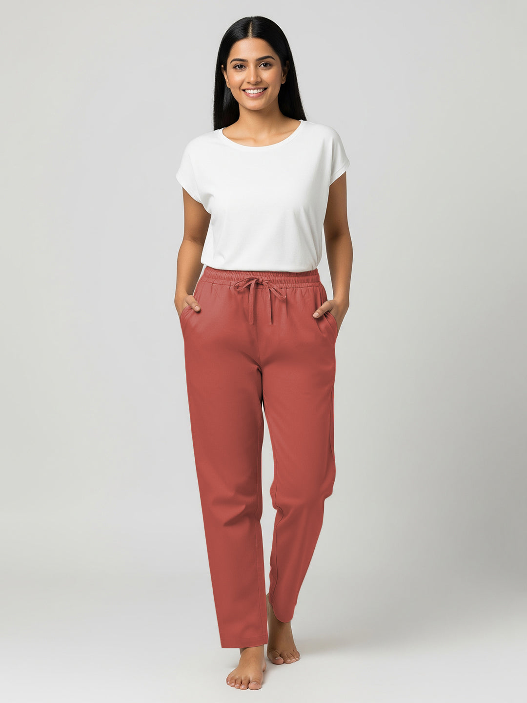Tomato Red Everyday Cotton Pants
