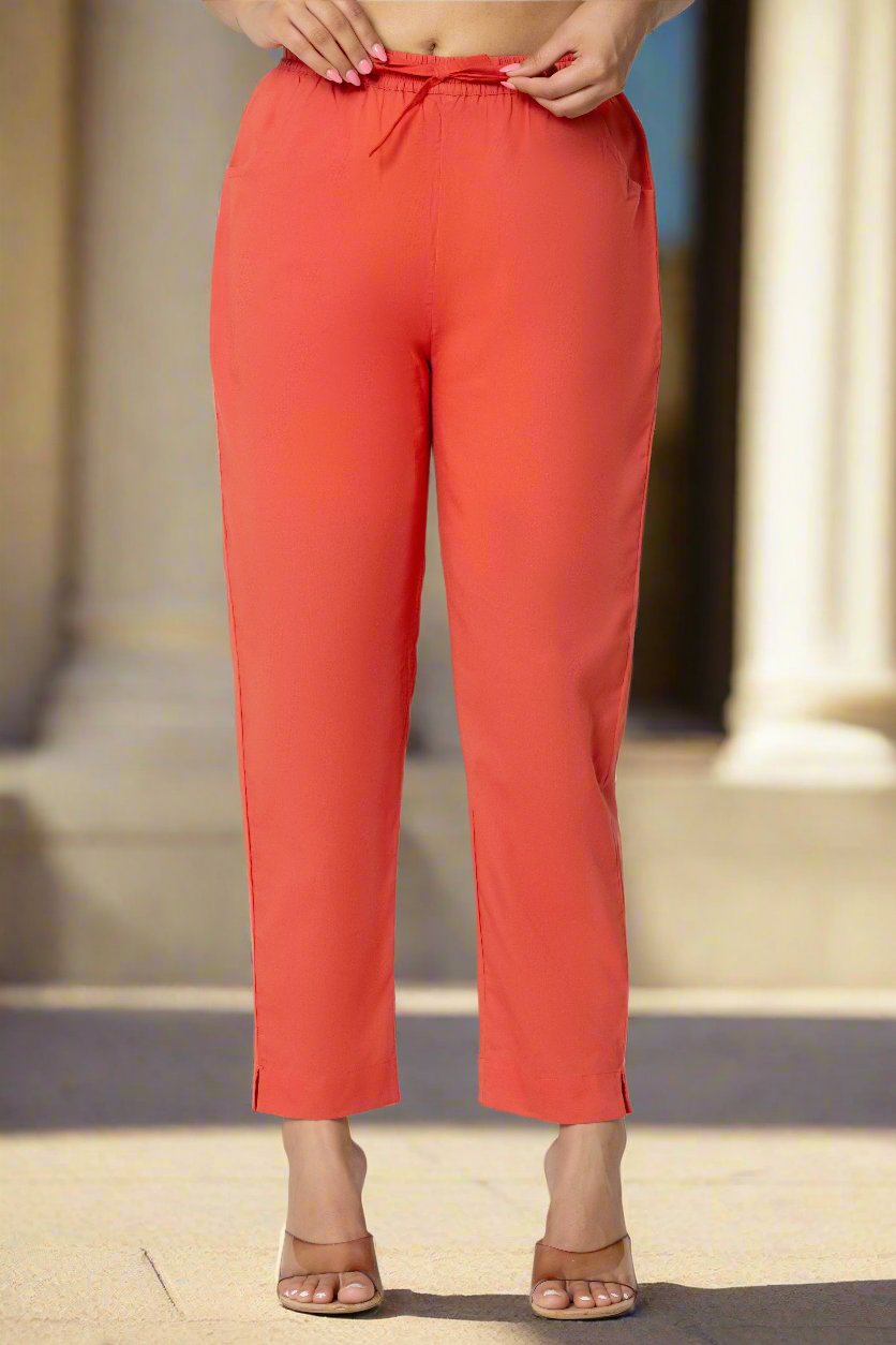 Red Everyday Cotton Pants