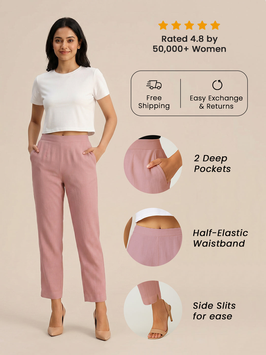 Rose Pink Airy Linen Pants
