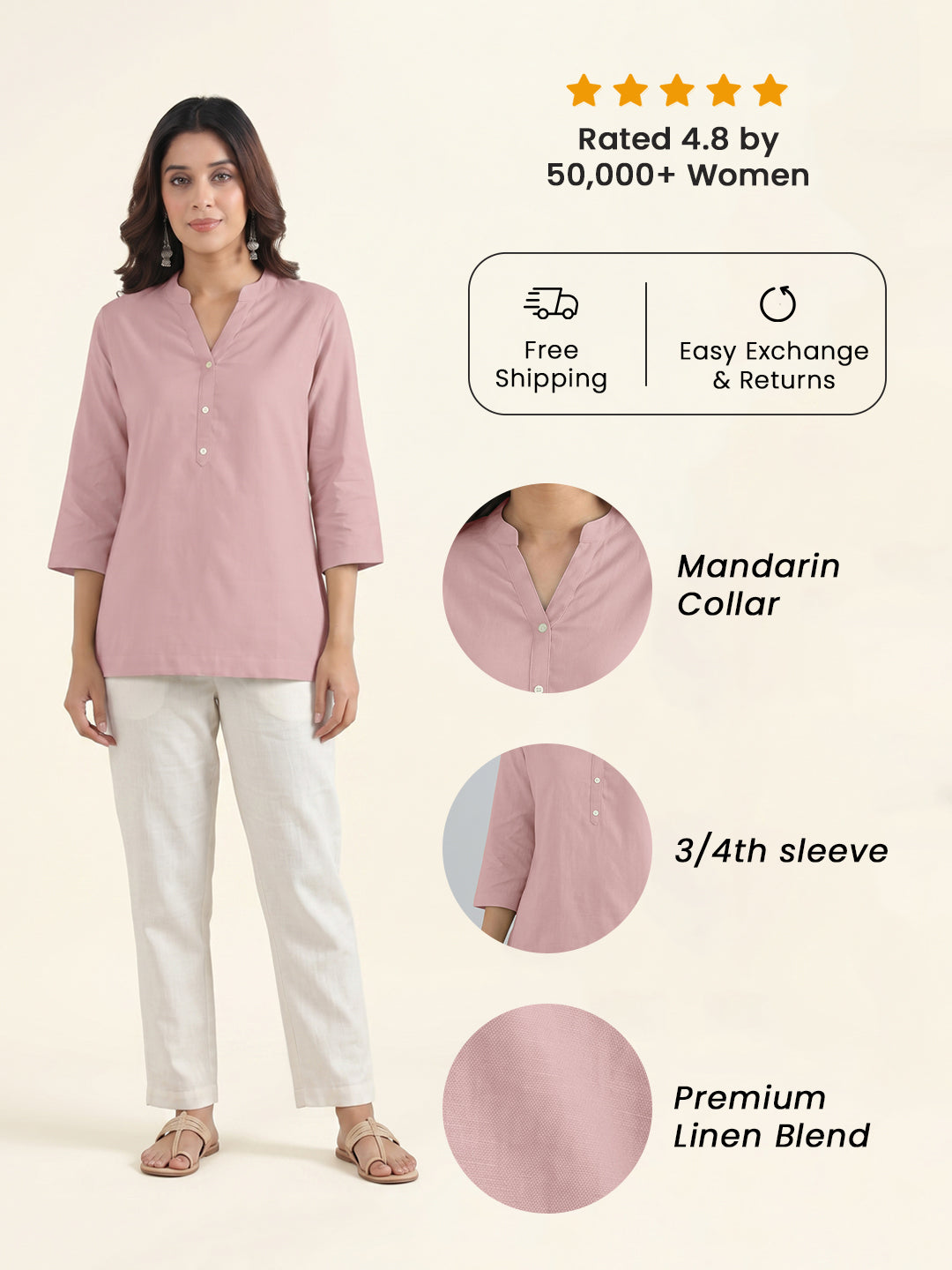 Rose Pink Airy Linen Top