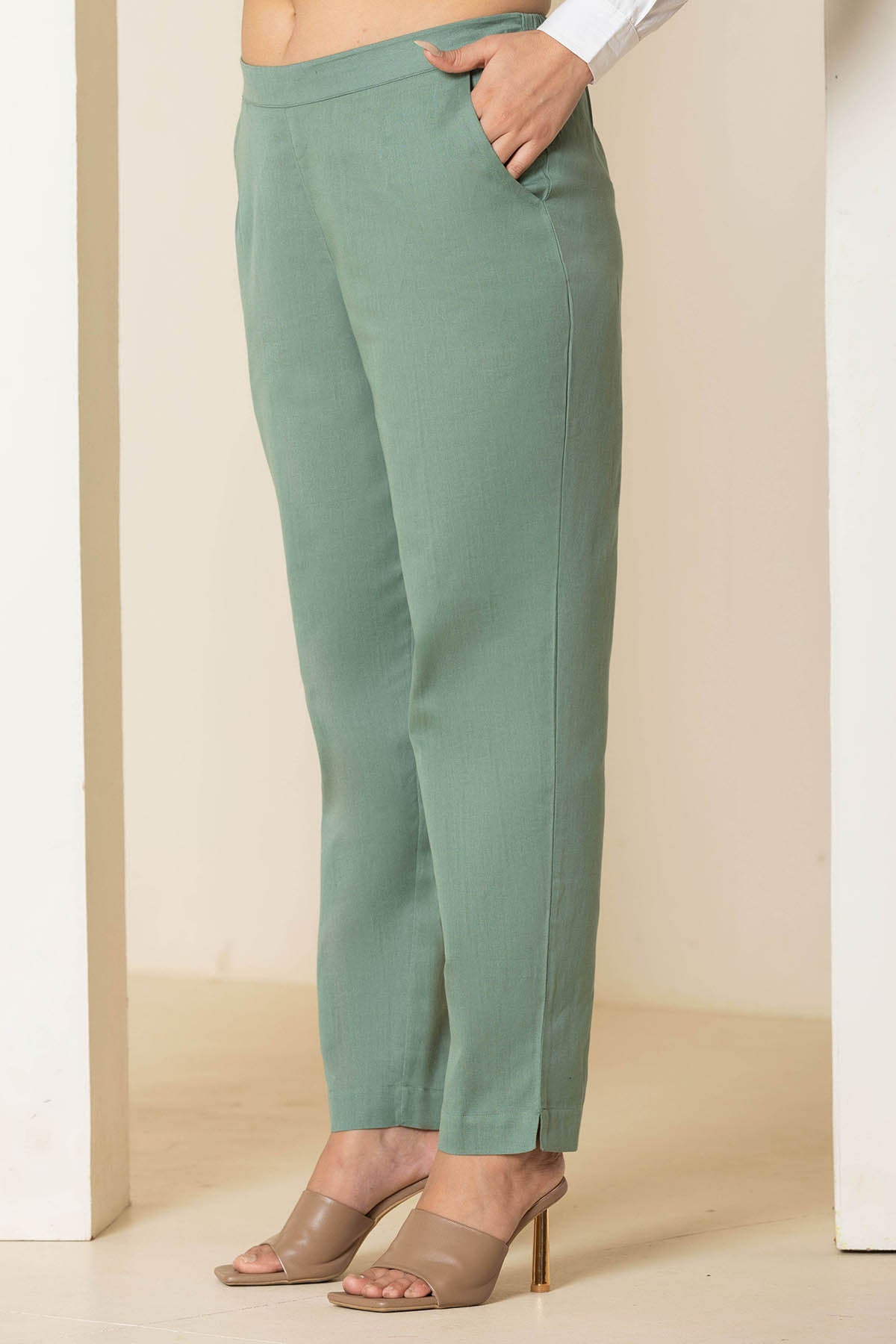 Sage Green Airy Linen Pants