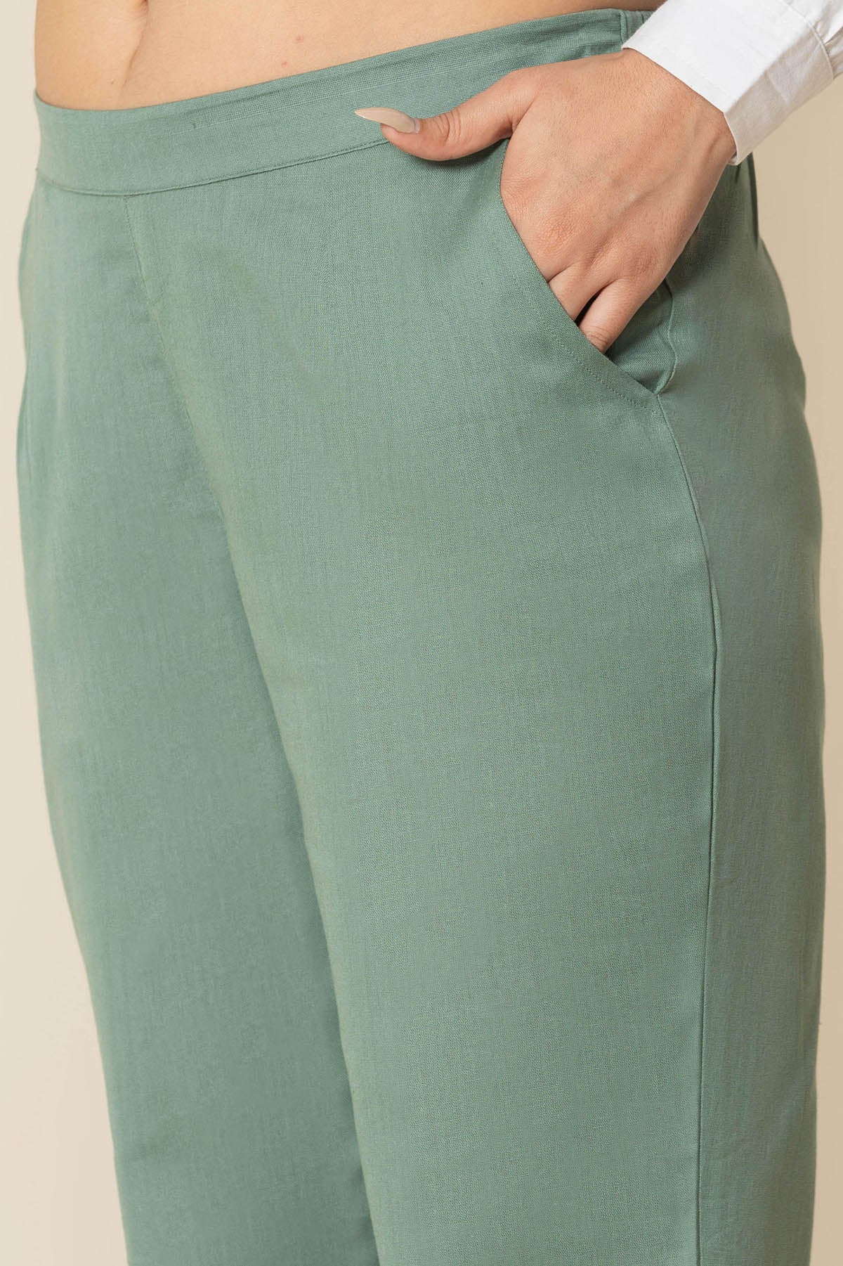 Sage Green Airy Linen Pants – Satvv