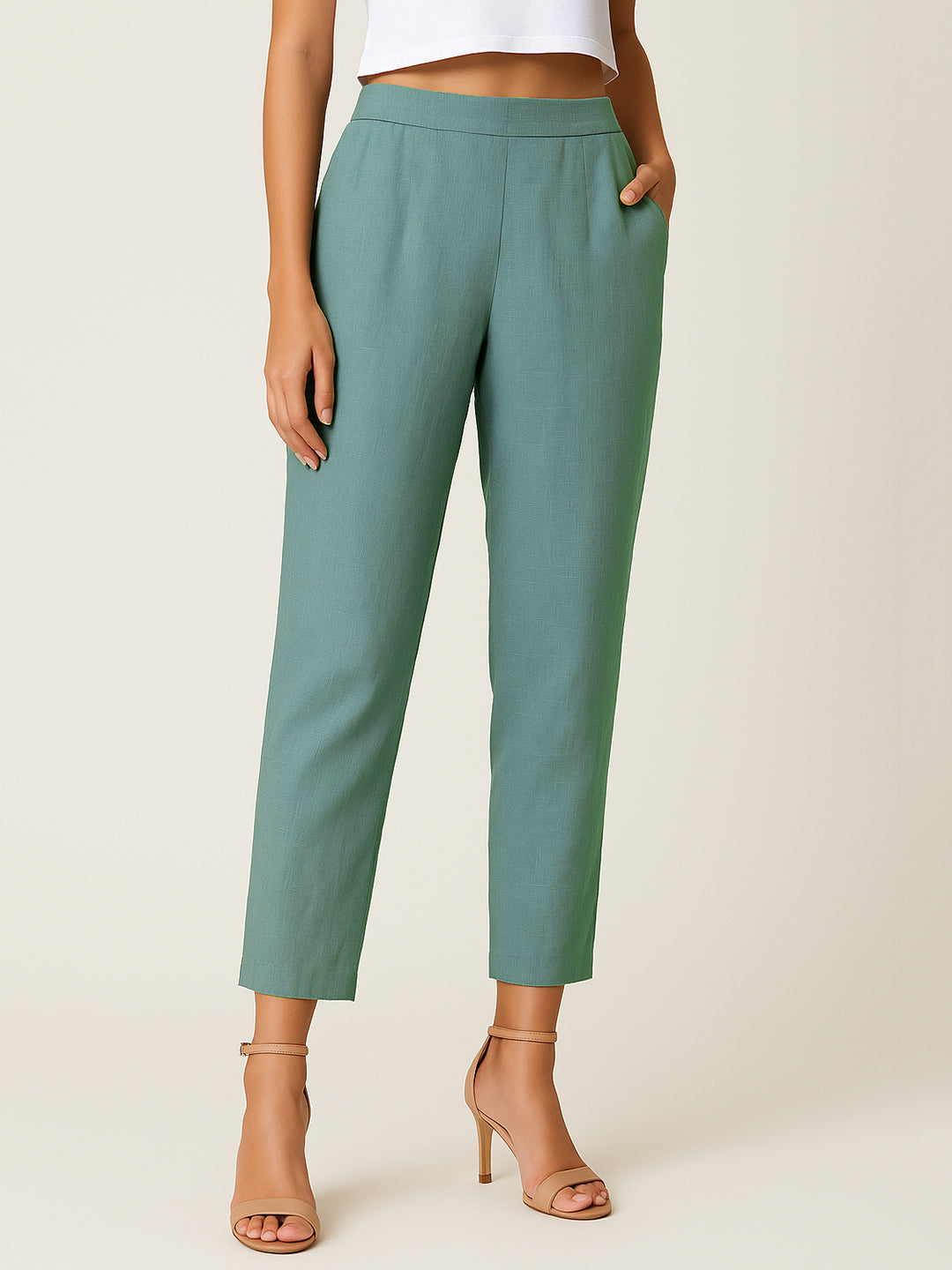 Teal Blue Airy Linen Pants