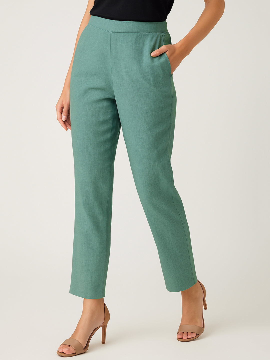 Teal Blue Airy Linen Pants