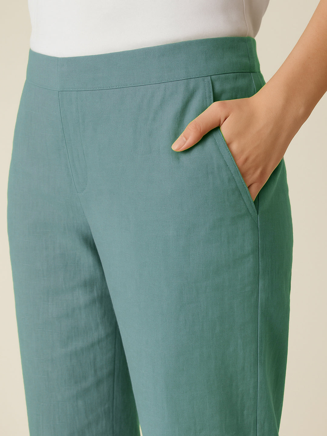 Teal Blue Airy Linen Pants
