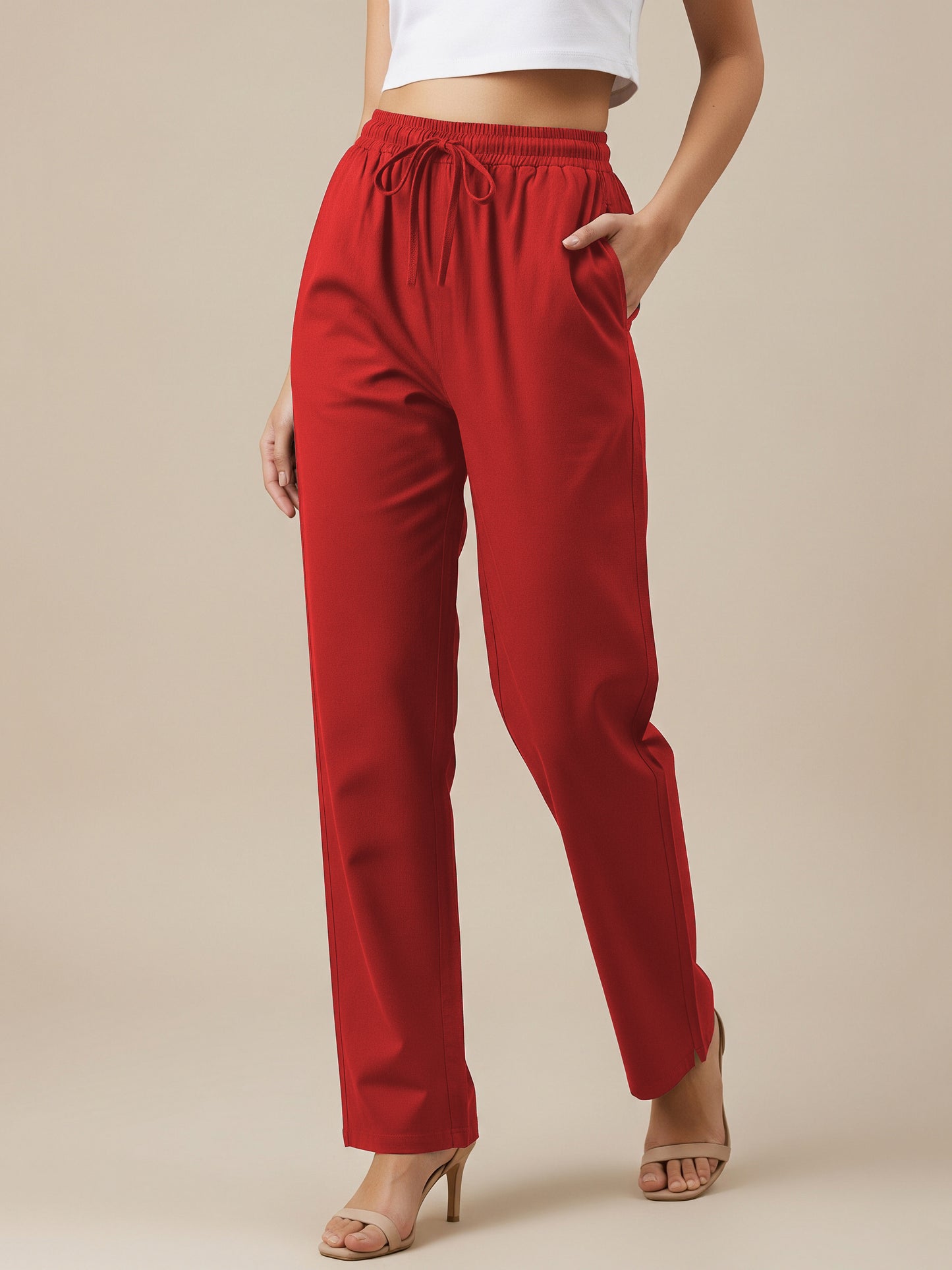 Red Everyday Cotton Pants