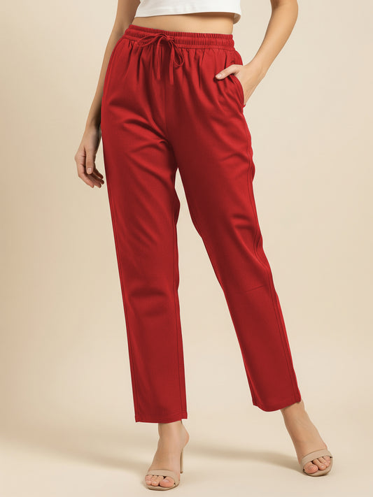 Red Everyday Cotton Pants