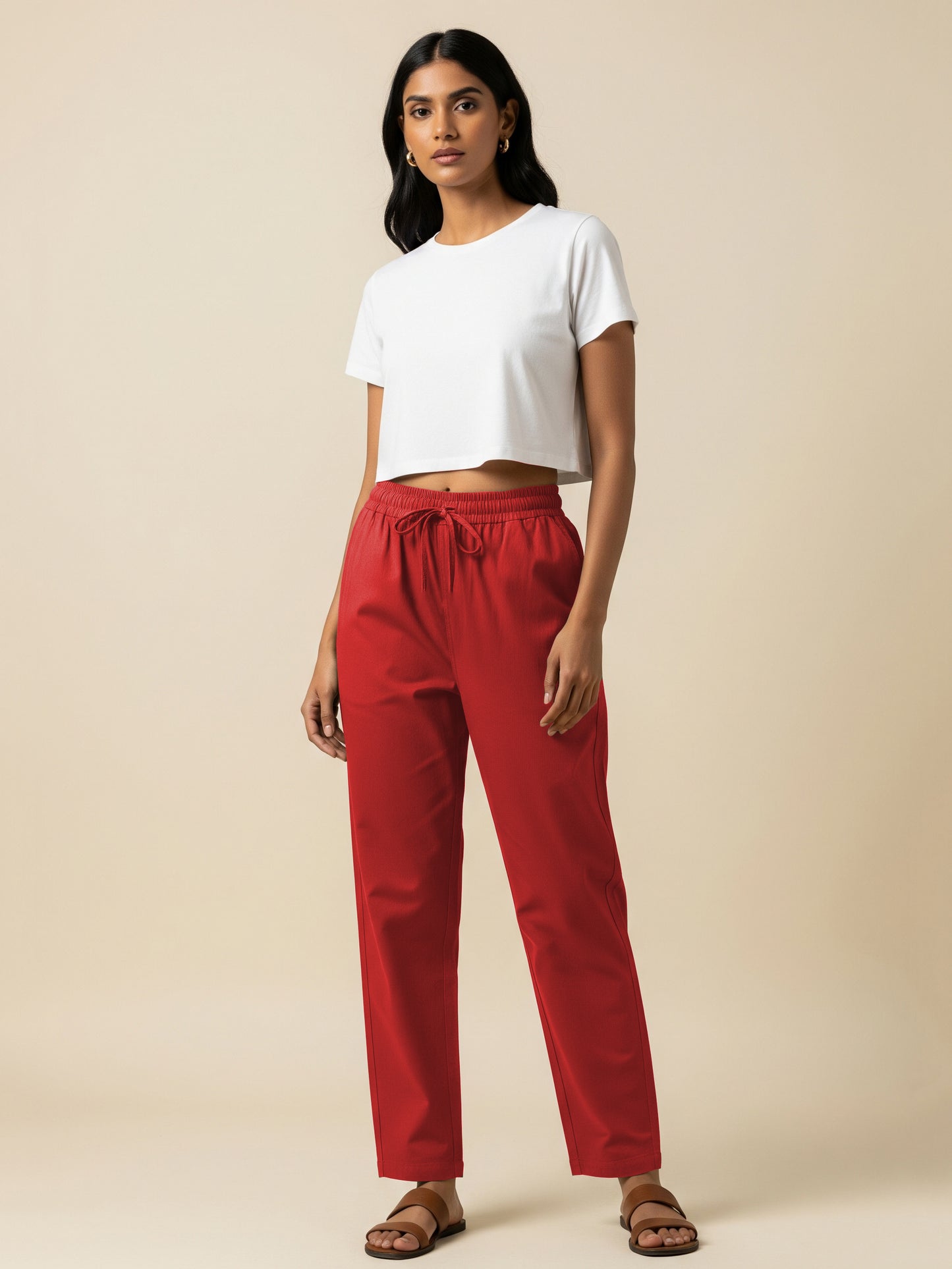 Red Everyday Cotton Pants