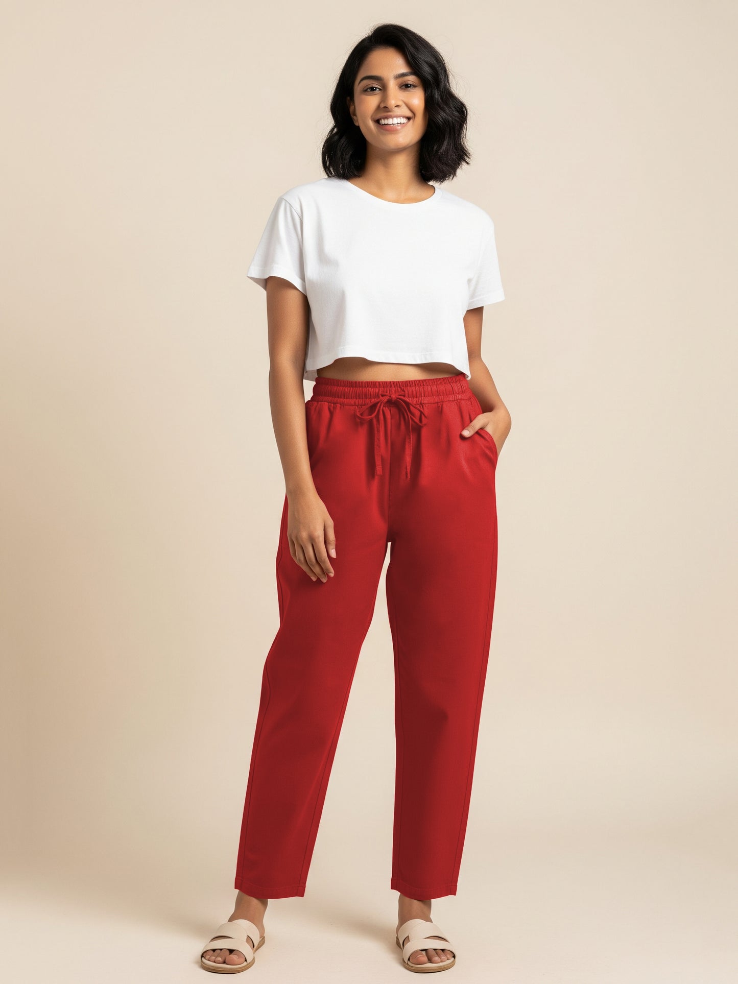 Red Everyday Cotton Pants