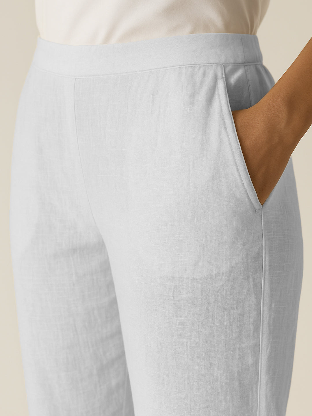 White Airy Linen Pants