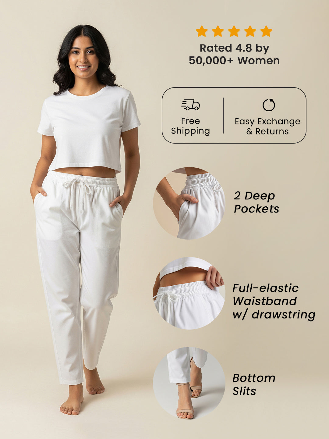 White Everyday Cotton Pants